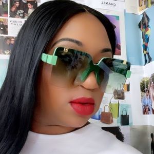 Green square frame fashion sunglasses